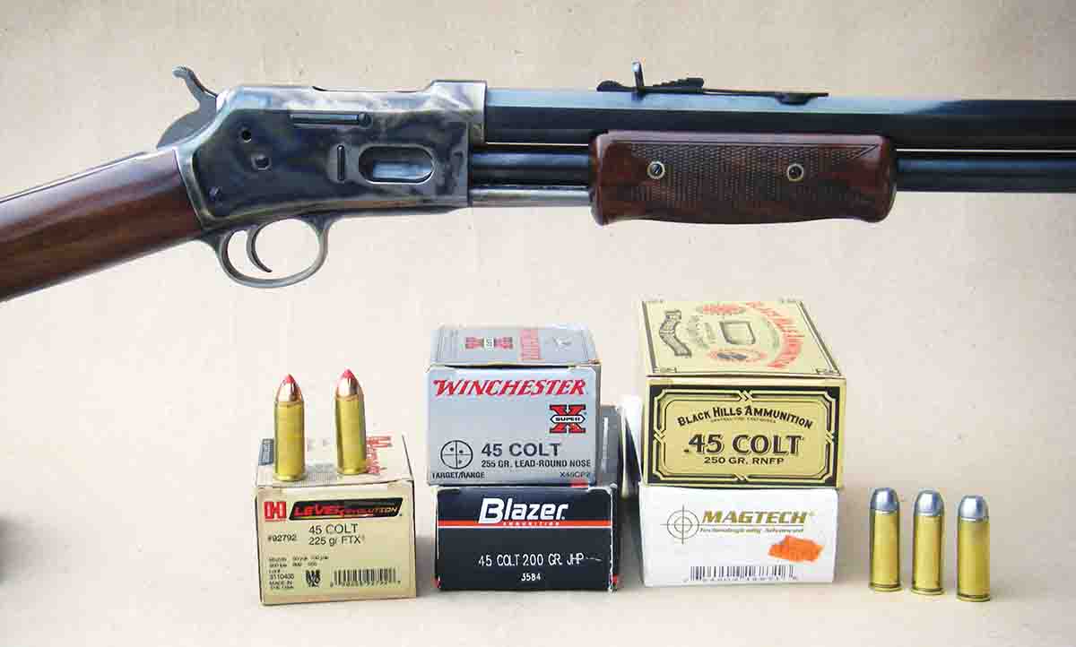 Several .45 Colt factory loads were checked for accuracy.